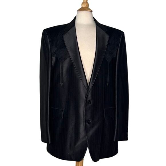 Circle S Dallas Texas Western Suit Blazer Jacket Cowboy Striped Textured Coat - Picture 1 of 10